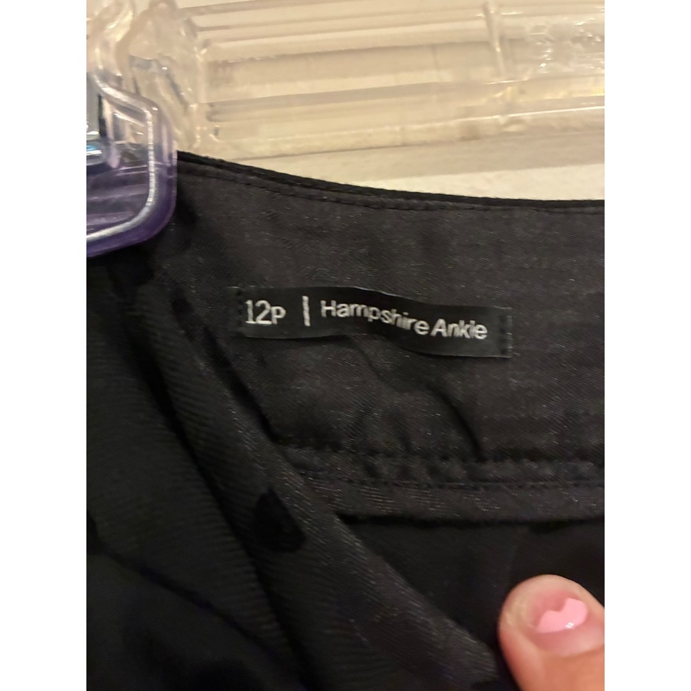Talbots Hampshire Ankle Pants Womens 12P Black Velvet Polka Dot Trousers Petite - Picture 5 of 7